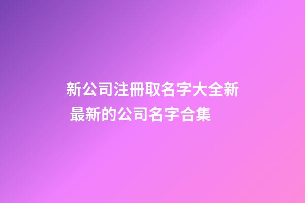 新公司注冊取名字大全新 最新的公司名字合集